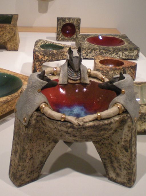 Anubis pot (foreground), bowls (background) by Keith Rice-Jones