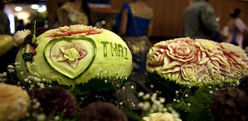 Carved watermelons